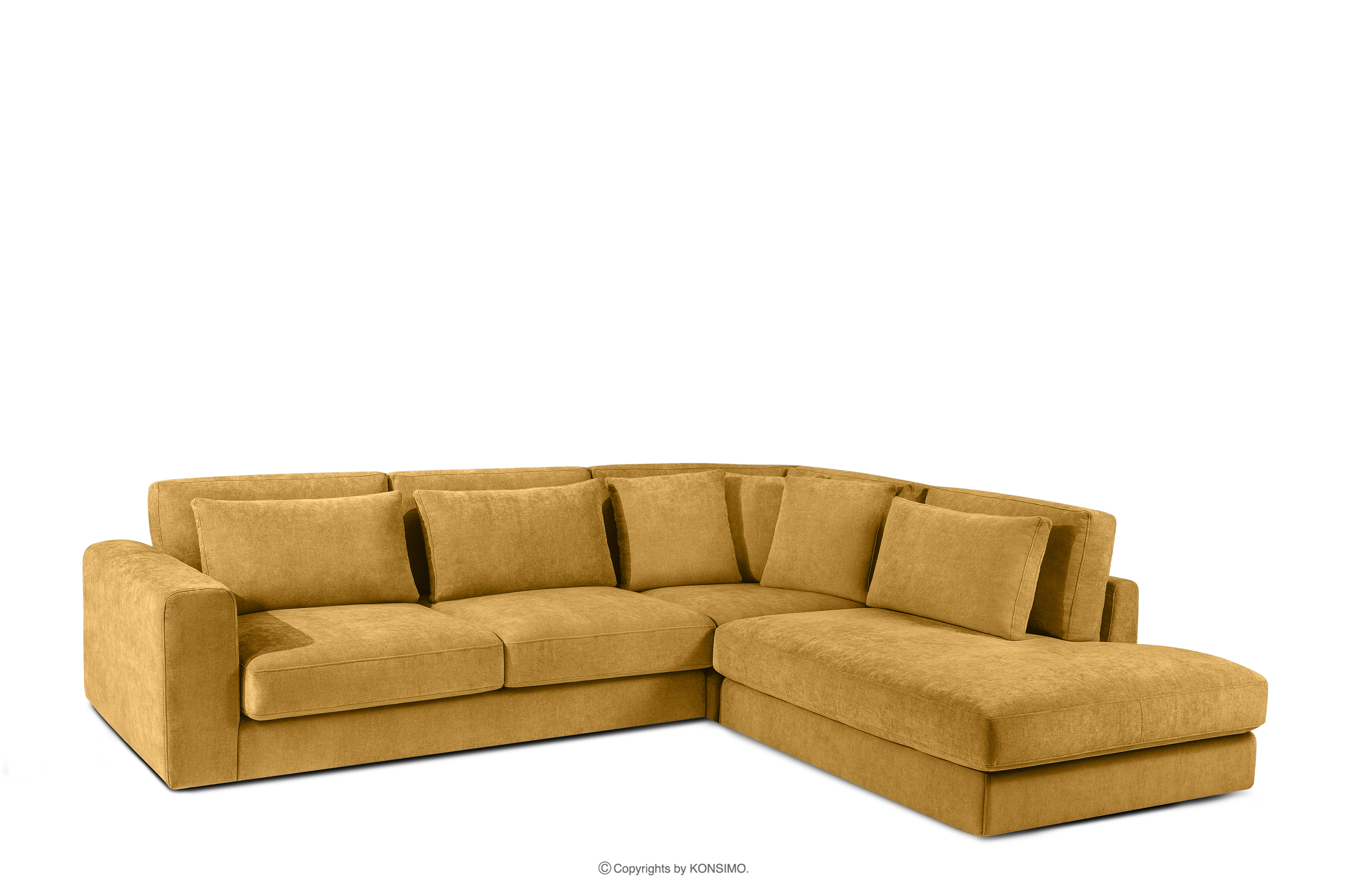 Bequeme Ecksofa aus Gewebestoff rechts gelb VERUS