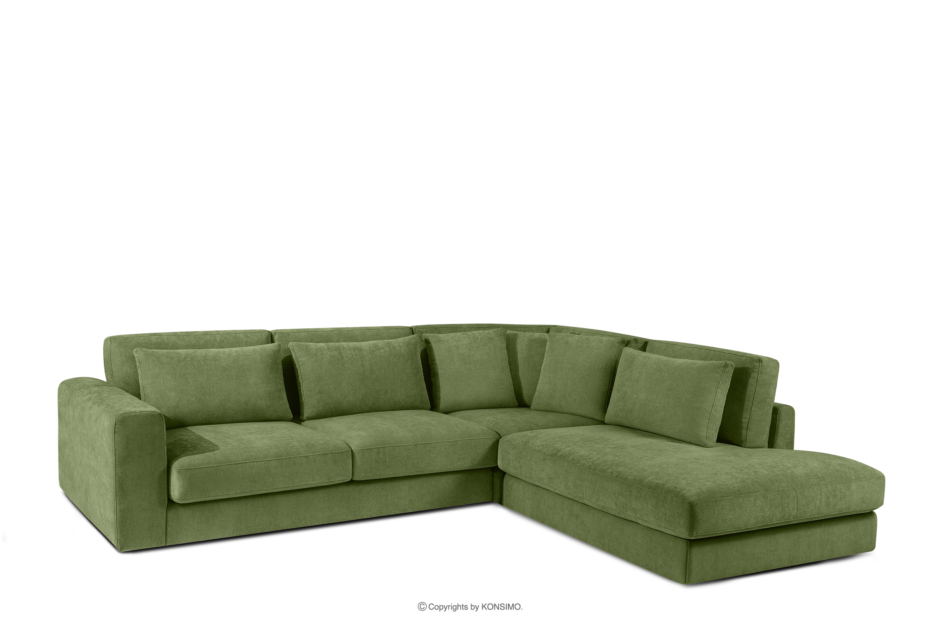Bequeme Ecksofa aus Gewebestoff rechts grün VERUS