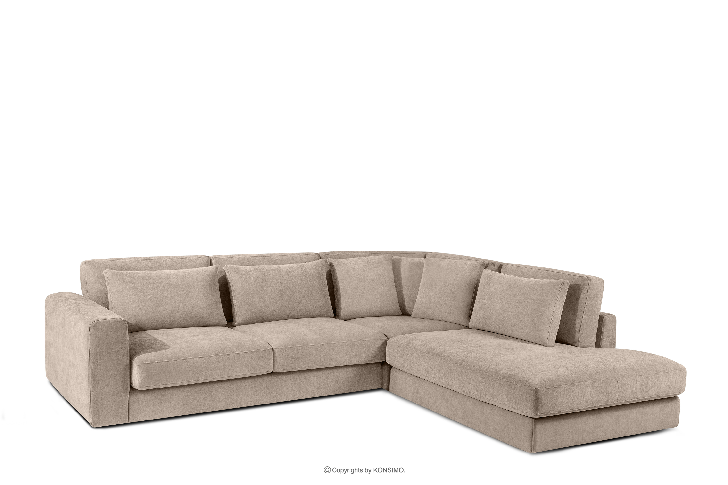 Bequeme Ecksofa für das Wohnzimmer Gewebestoff rechts beige VERUS