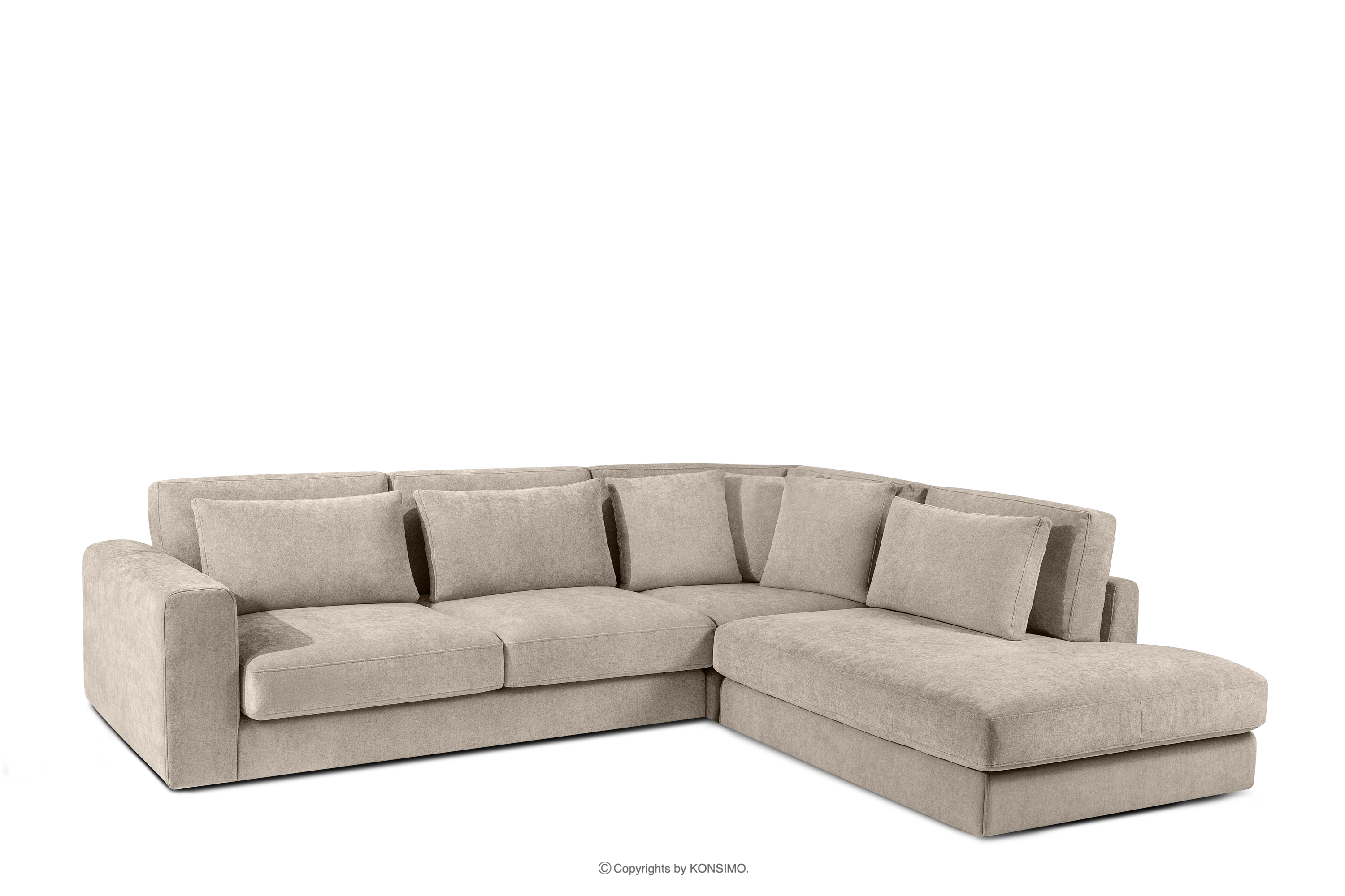 Bequeme Ecksofa für das Wohnzimmer Gewebestoff rechts hellbeige VERUS