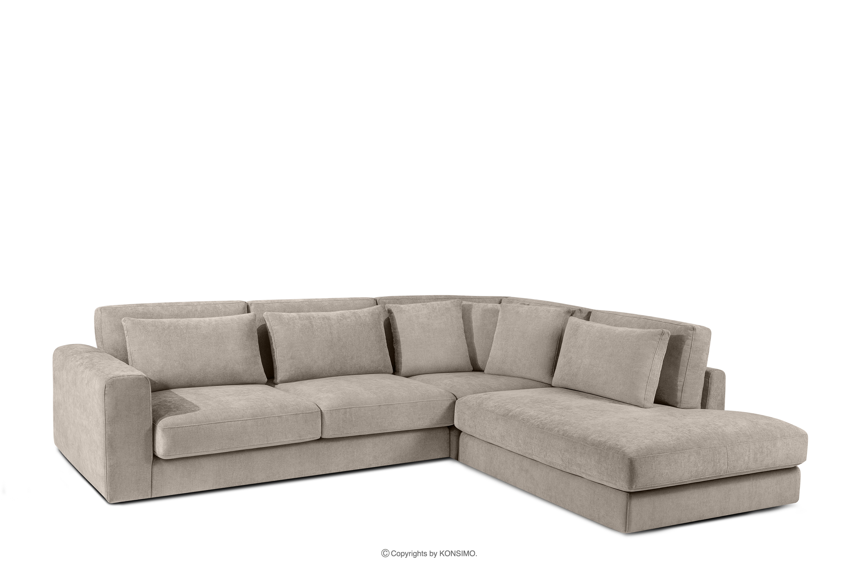Bequeme Ecksofa für das Wohnzimmer Gewebestoff rechts grau-beige VERUS