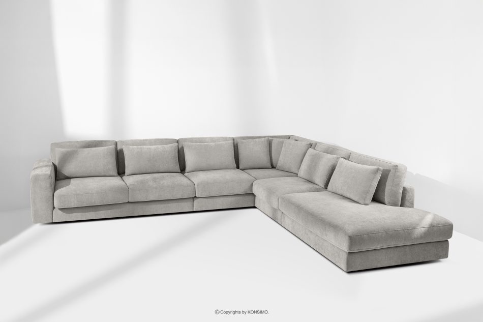 VERUS Großes Ecksofa für das Wohnzimmer aus Gewebestoff rechts hellgrau hellgrau - Foto 18