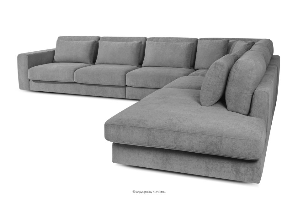 VERUS Großes Ecksofa für das Wohnzimmer aus Gewebestoff rechts dunkelgrau dunkelgrau - Foto 3