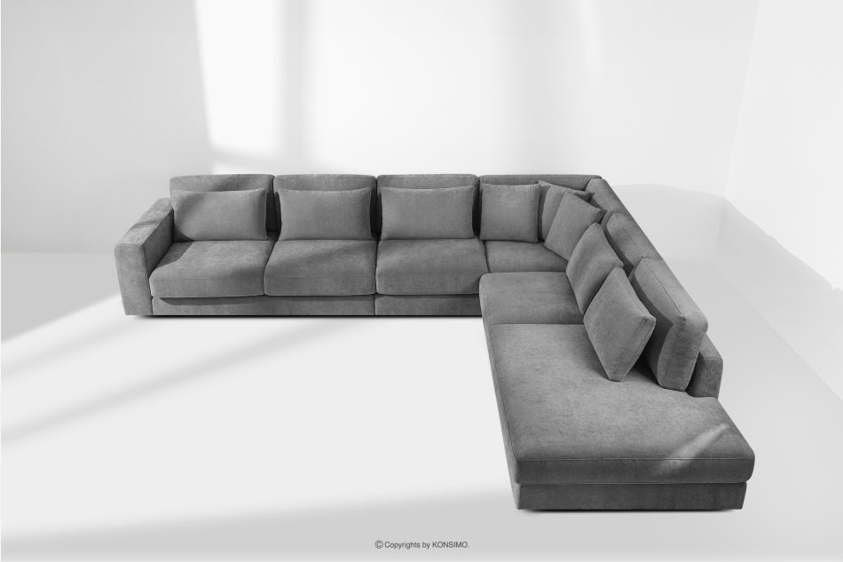 VERUS Großes Ecksofa für das Wohnzimmer aus Gewebestoff rechts dunkelgrau dunkelgrau - Foto 19