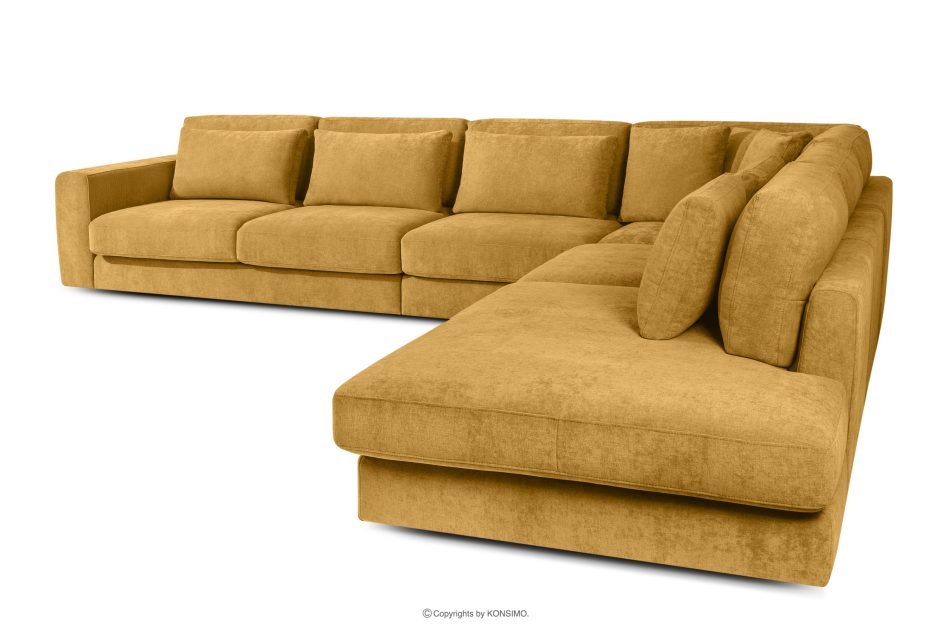 VERUS Großes Ecksofa für das Wohnzimmer aus Gewebestoff rechts gelb gelb - Foto 3