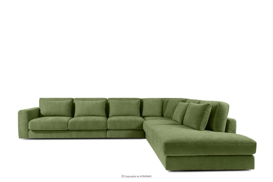 VERUS Großes Ecksofa für das Wohnzimmer aus Gewebestoff rechts grün grün - Foto 2