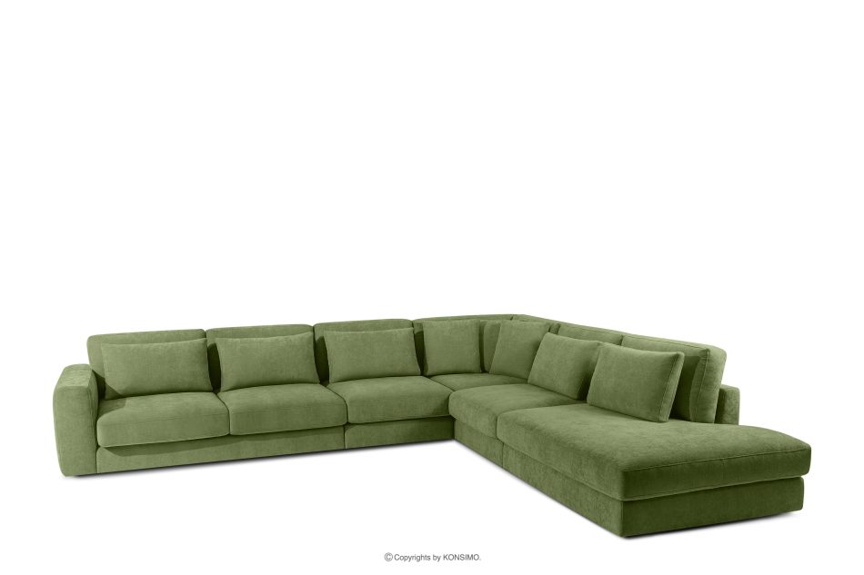 VERUS Großes Ecksofa für das Wohnzimmer aus Gewebestoff rechts grün grün - Foto 0