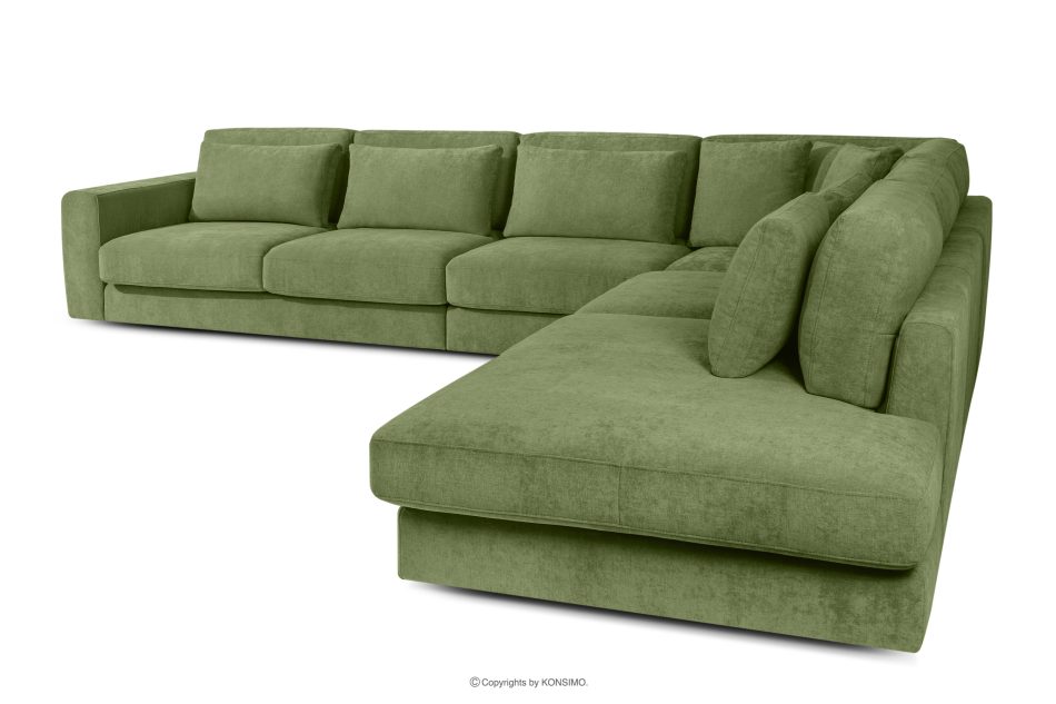 VERUS Großes Ecksofa für das Wohnzimmer aus Gewebestoff rechts grün grün - Foto 3