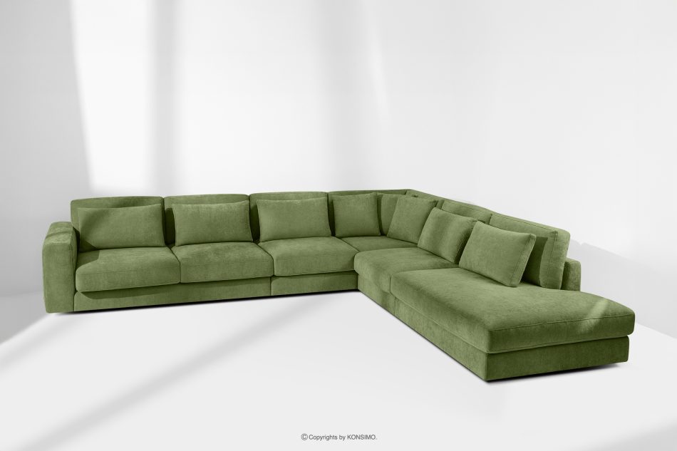 VERUS Großes Ecksofa für das Wohnzimmer aus Gewebestoff rechts grün grün - Foto 18