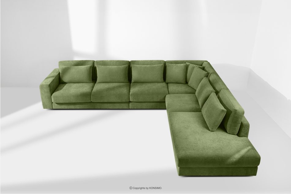 VERUS Großes Ecksofa für das Wohnzimmer aus Gewebestoff rechts grün grün - Foto 19