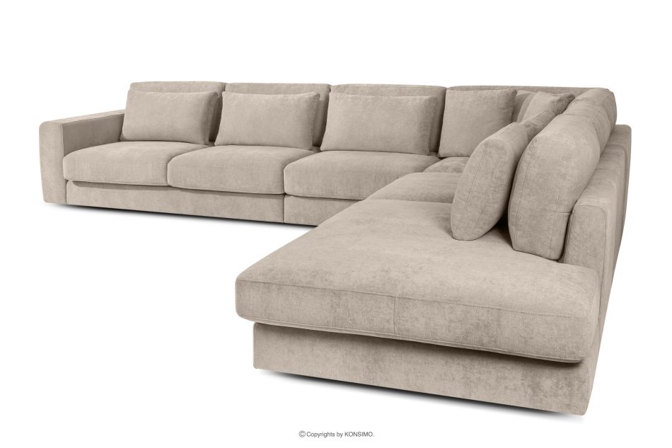 VERUS Großes bequemes Ecksofa für das Wohnzimmer Gewebestoff rechts hellbeige hellbeige - Foto 3