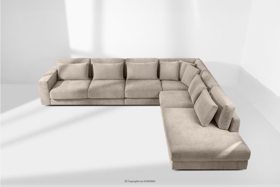 VERUS Großes bequemes Ecksofa für das Wohnzimmer Gewebestoff rechts hellbeige hellbeige - Foto 19