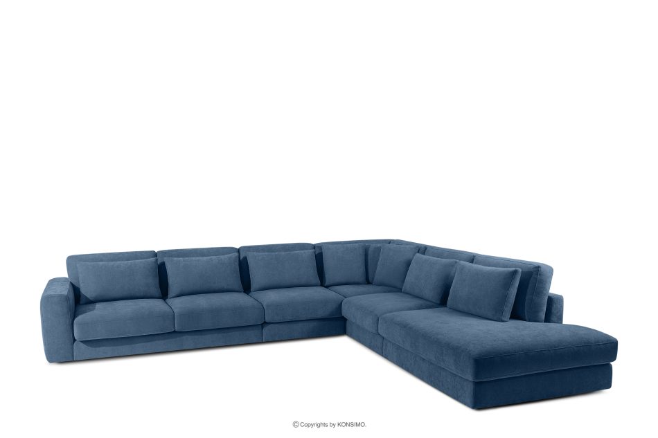 VERUS Großes Ecksofa für das Wohnzimmer aus Gewebestoff rechts dunkelblau dunkelblau - Foto 0