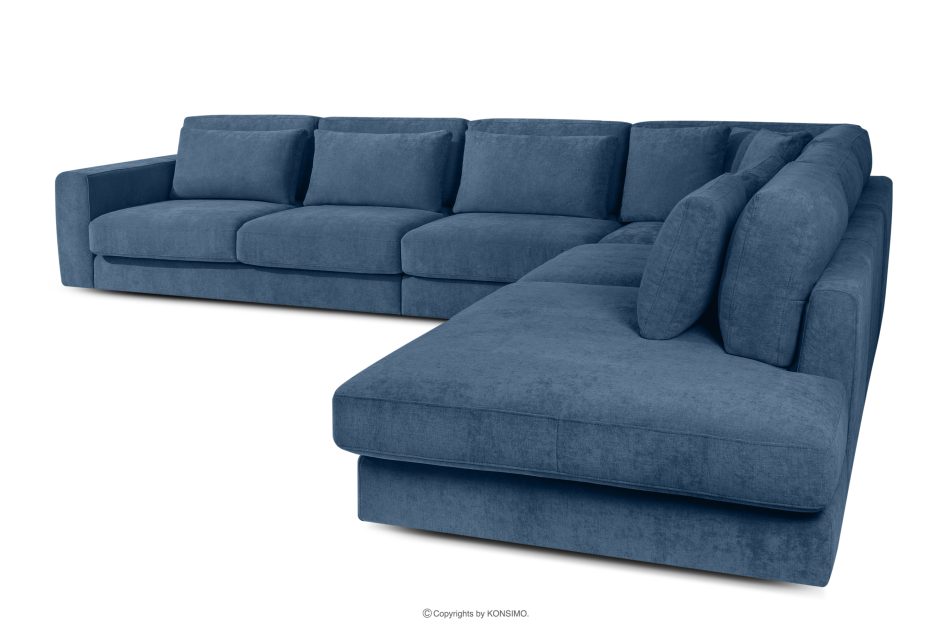 VERUS Großes Ecksofa für das Wohnzimmer aus Gewebestoff rechts dunkelblau dunkelblau - Foto 3