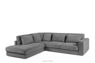 Großes Ecksofa aus geflochtenem Stoff links dunkelgrau