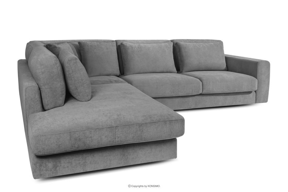 VERUS Großes Ecksofa aus geflochtenem Stoff links dunkelgrau dunkelgrau - Foto 3