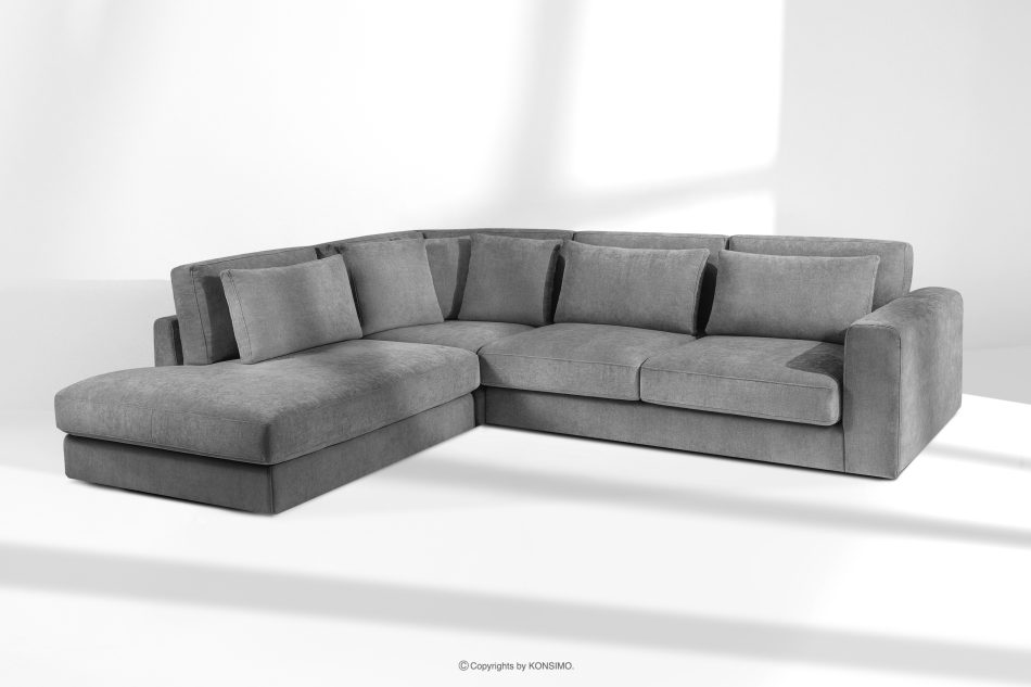 VERUS Großes Ecksofa aus geflochtenem Stoff links dunkelgrau dunkelgrau - Foto 18