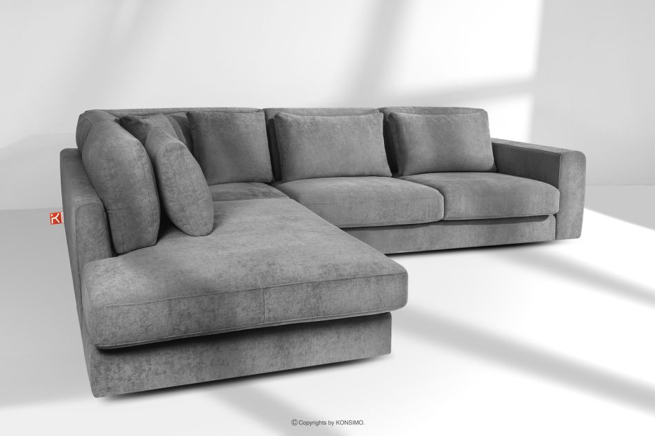 VERUS Großes Ecksofa aus geflochtenem Stoff links dunkelgrau dunkelgrau - Foto 19