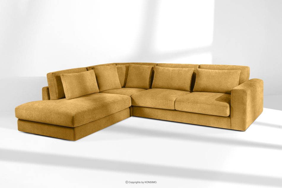 VERUS Großes Ecksofa aus geflochtenem Stoff links gelb gelb - Foto 18