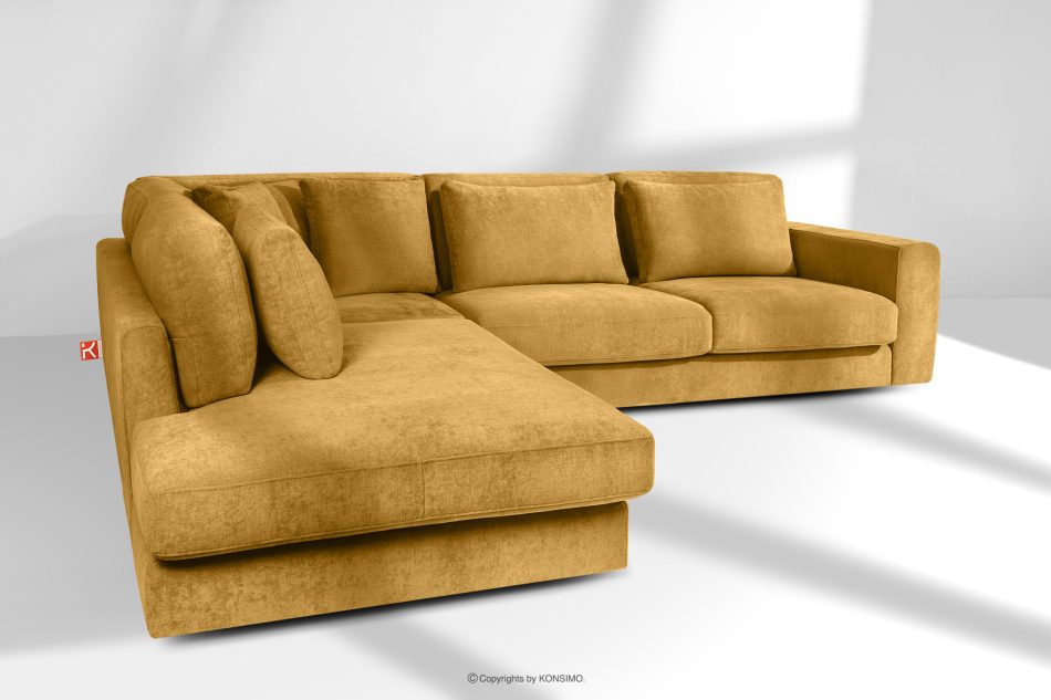 VERUS Großes Ecksofa aus geflochtenem Stoff links gelb gelb - Foto 19