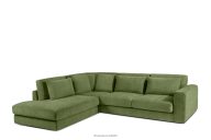 Großes Ecksofa aus geflochtenem Stoff links grün