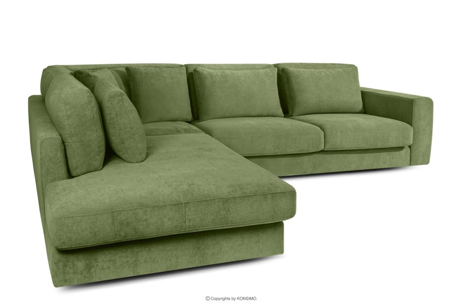 VERUS Großes Ecksofa aus geflochtenem Stoff links grün grün - Foto 3