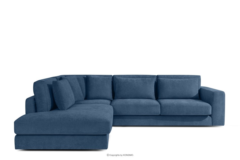 VERUS Großes Ecksofa aus geflochtenem Stoff links dunkelblau dunkelblau - Foto 2