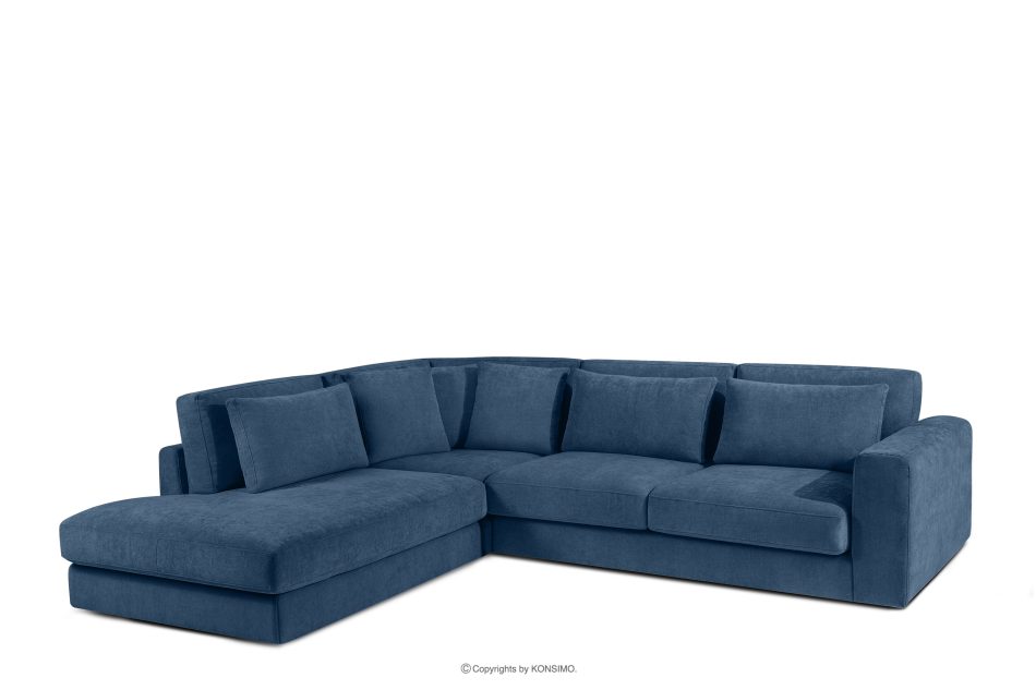 VERUS Großes Ecksofa aus geflochtenem Stoff links dunkelblau dunkelblau - Foto 0