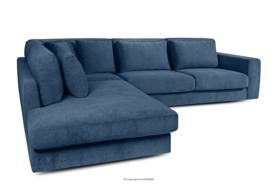 VERUS Großes Ecksofa aus geflochtenem Stoff links dunkelblau dunkelblau - Foto 3