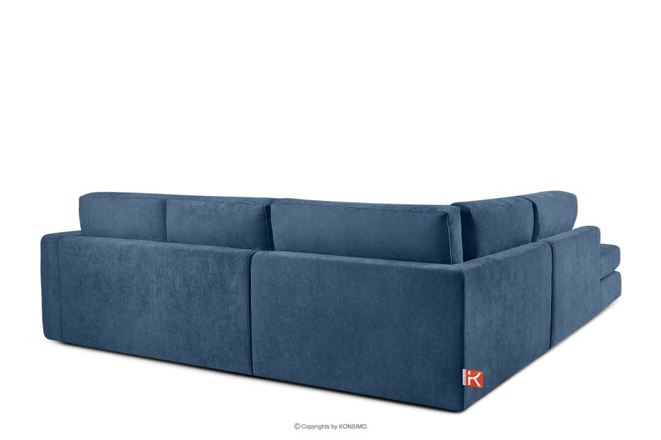 VERUS Großes Ecksofa aus geflochtenem Stoff links dunkelblau dunkelblau - Foto 4