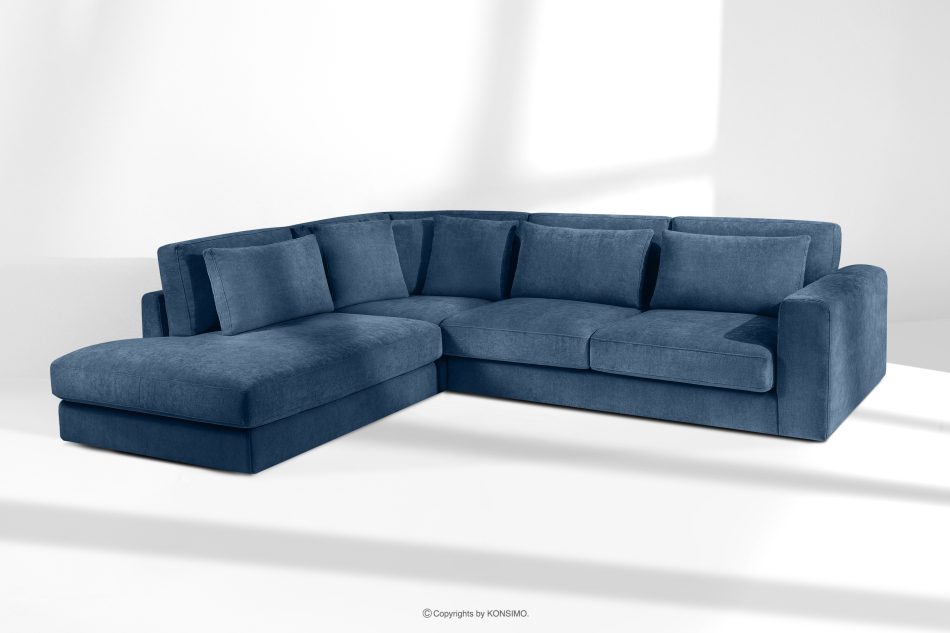 VERUS Großes Ecksofa aus geflochtenem Stoff links dunkelblau dunkelblau - Foto 18