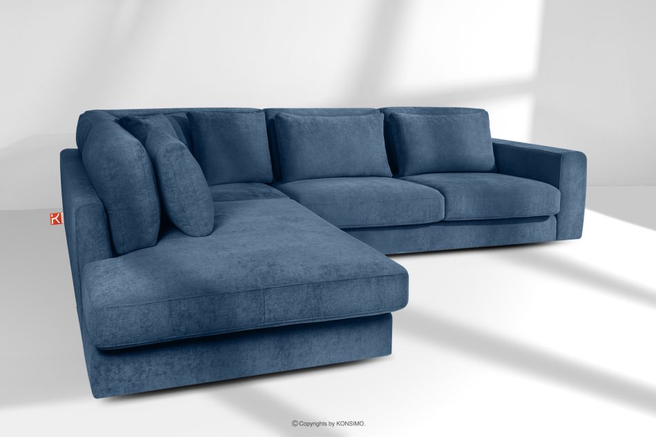 VERUS Großes Ecksofa aus geflochtenem Stoff links dunkelblau dunkelblau - Foto 19