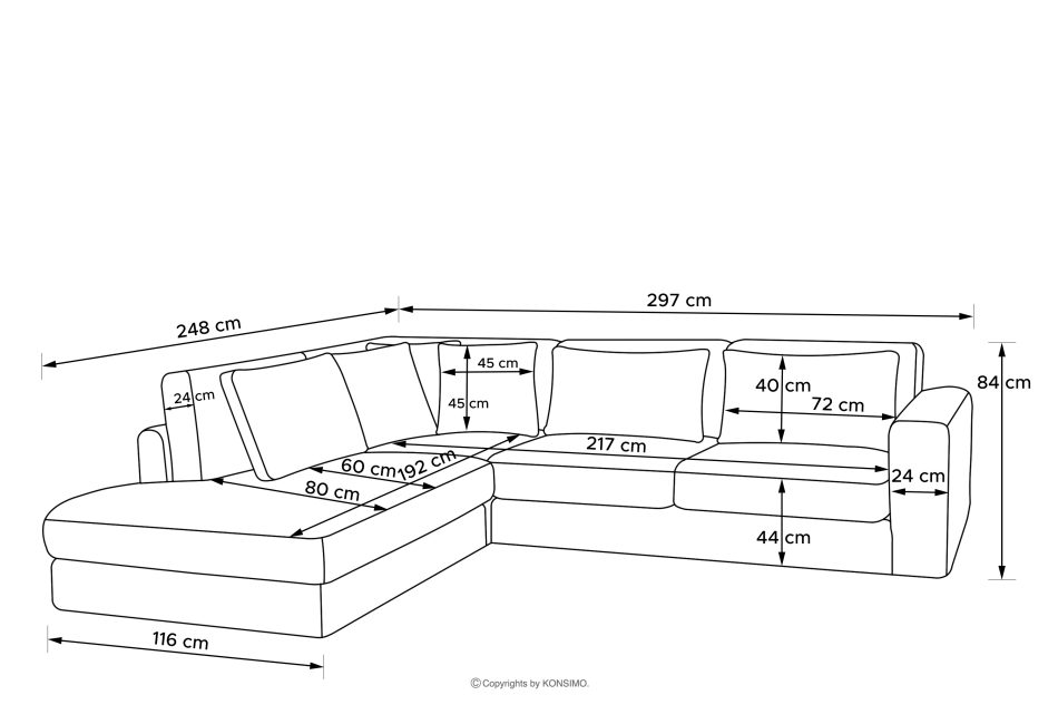 VERUS Großes Ecksofa aus geflochtenem Stoff links dunkelgrau dunkelgrau - Foto 20