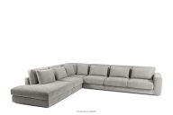 Großes Ecksofa für das Wohnzimmer aus Gewebestoff links hellgrau