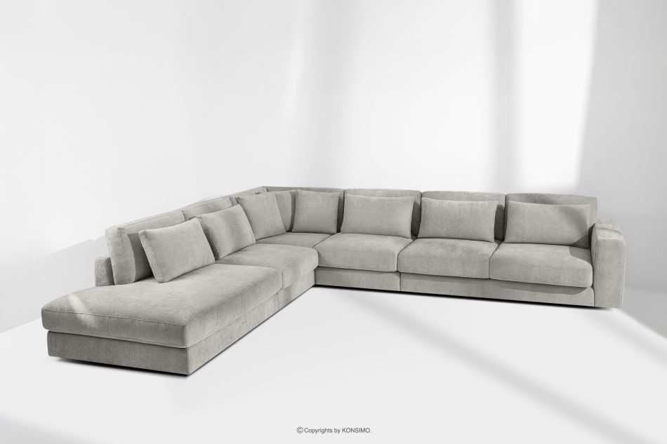 VERUS Großes Ecksofa für das Wohnzimmer aus Gewebestoff links hellgrau hellgrau - Foto 18