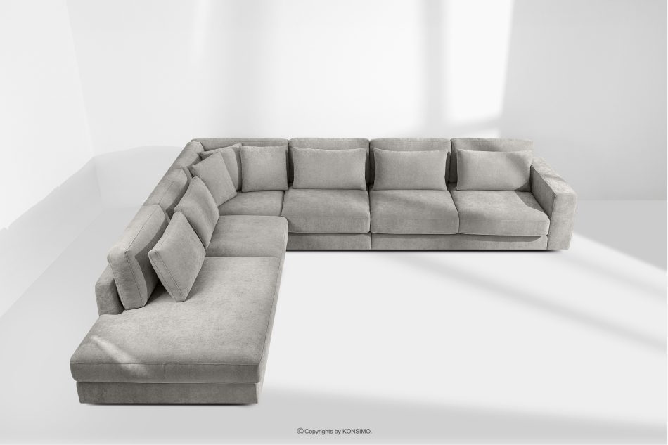 VERUS Großes Ecksofa für das Wohnzimmer aus Gewebestoff links hellgrau hellgrau - Foto 19