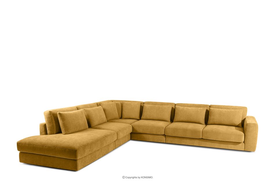 VERUS Großes Ecksofa für das Wohnzimmer aus Gewebestoff links gelb gelb - Foto 0