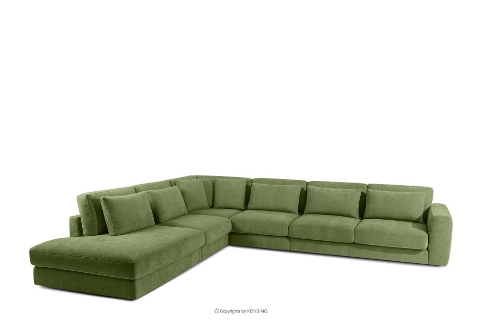 VERUS Großes Ecksofa für das Wohnzimmer aus Gewebestoff links grün grün - Foto 0