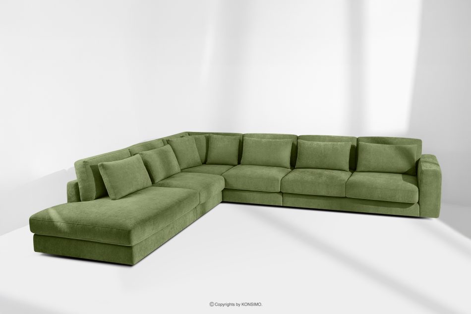 VERUS Großes Ecksofa für das Wohnzimmer aus Gewebestoff links grün grün - Foto 18