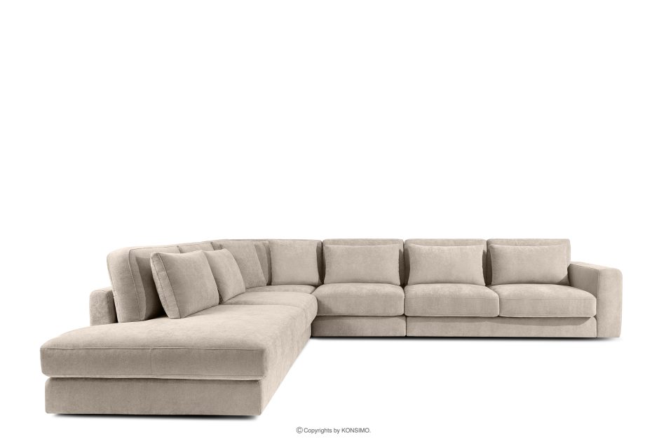 VERUS Großes bequemes Ecksofa für das Wohnzimmer Gewebestoff links hellbeige hellbeige - Foto 2