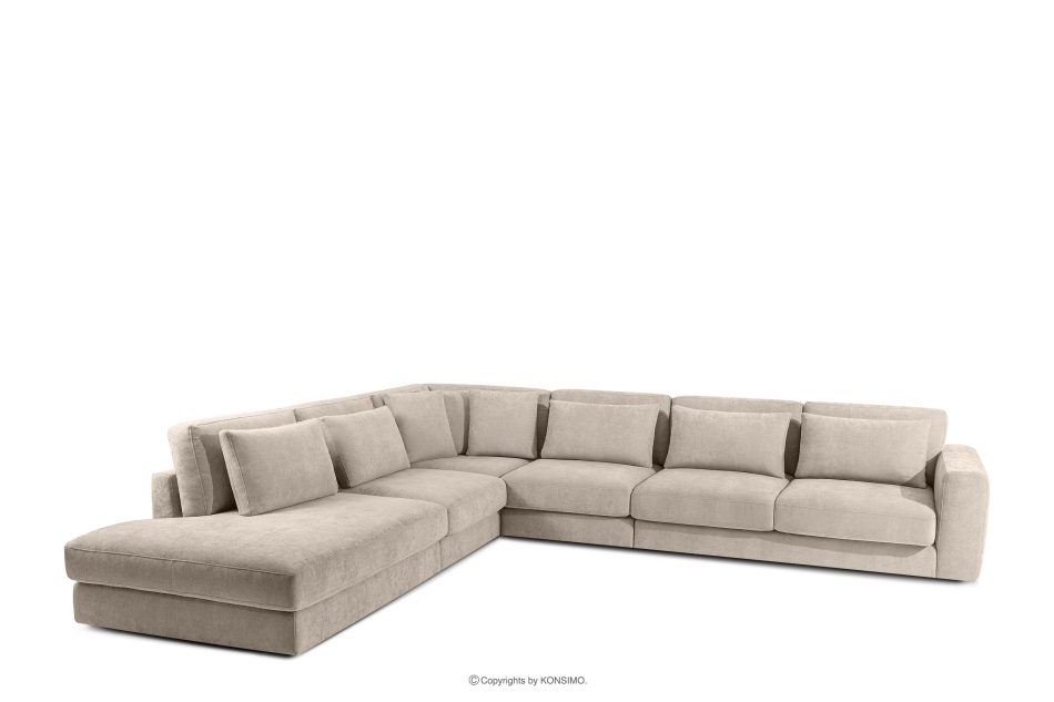 VERUS Großes bequemes Ecksofa für das Wohnzimmer Gewebestoff links hellbeige hellbeige - Foto 0