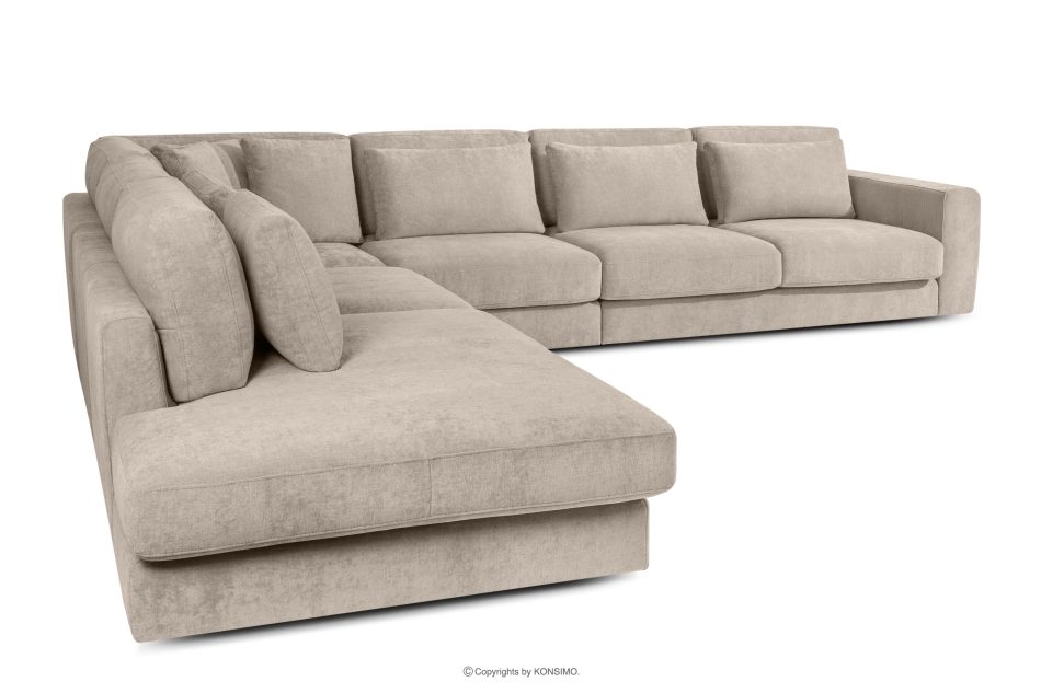 VERUS Großes bequemes Ecksofa für das Wohnzimmer Gewebestoff links hellbeige hellbeige - Foto 3