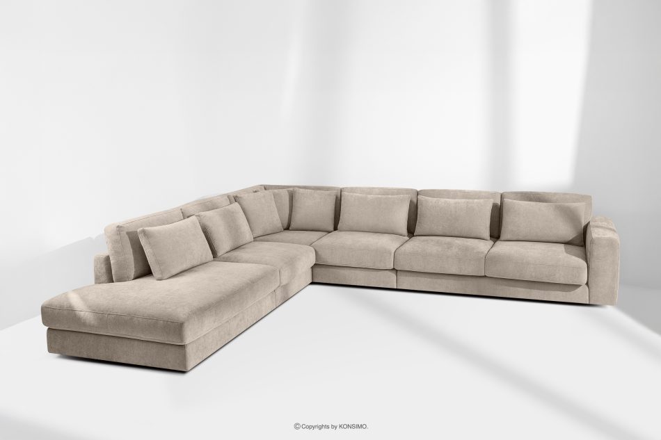 VERUS Großes bequemes Ecksofa für das Wohnzimmer Gewebestoff links hellbeige hellbeige - Foto 18
