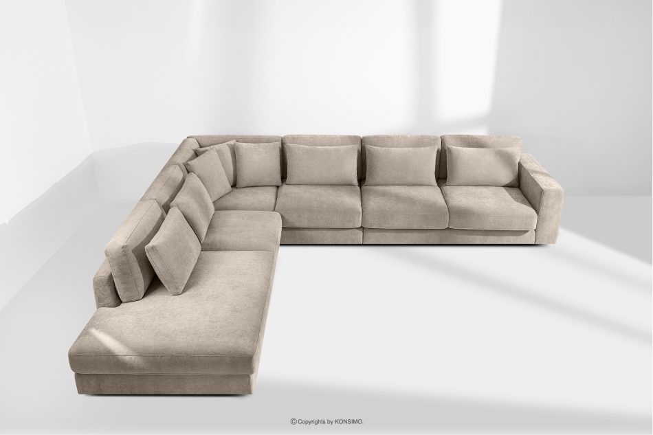 VERUS Großes bequemes Ecksofa für das Wohnzimmer Gewebestoff links hellbeige hellbeige - Foto 19