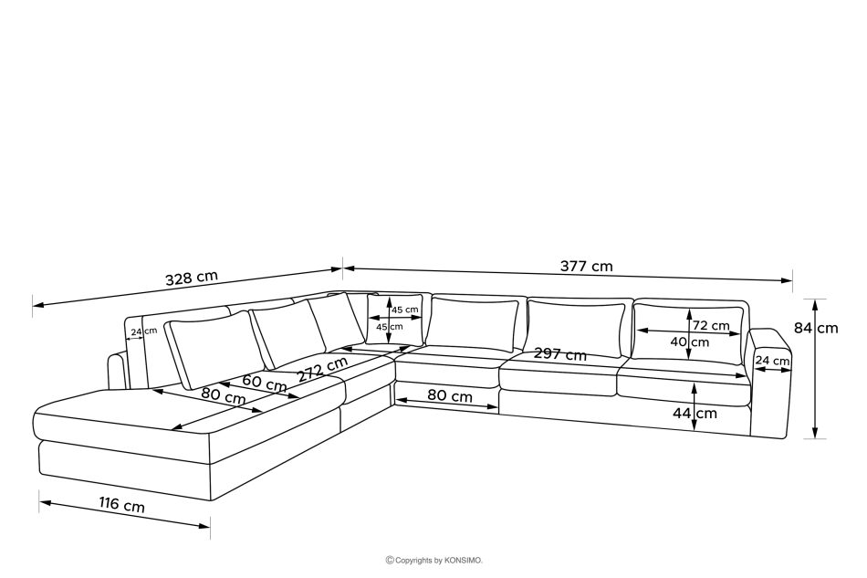 VERUS Großes Ecksofa für das Wohnzimmer aus Gewebestoff links hellgrau hellgrau - Foto 20