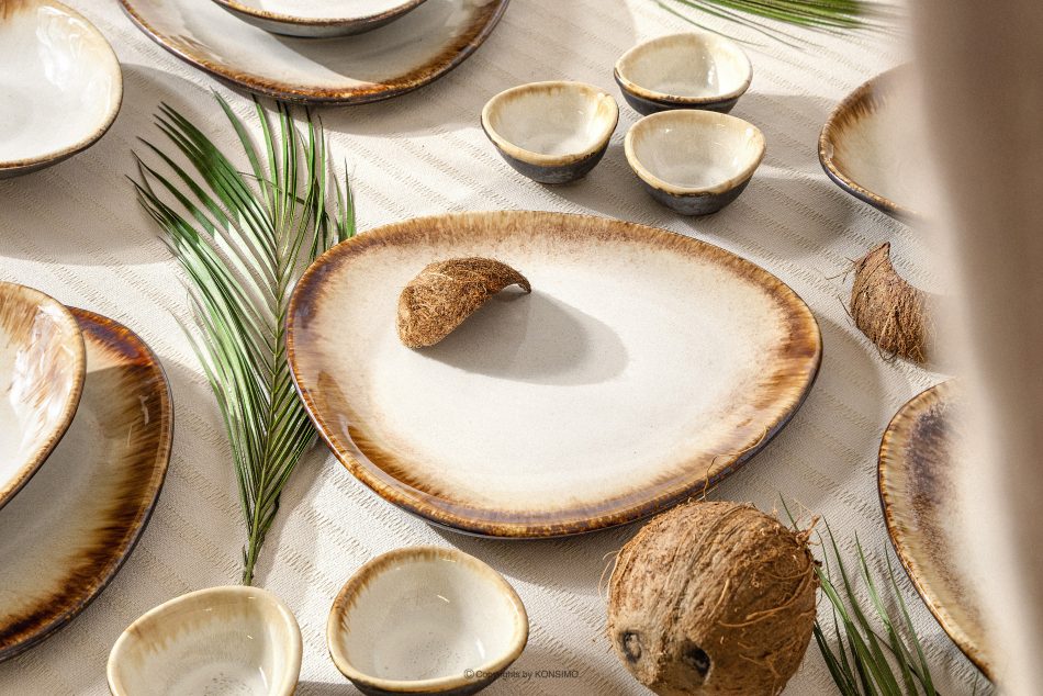 PRIMA Handglasierter Speiseteller hellbeige hellbeige - Foto 1