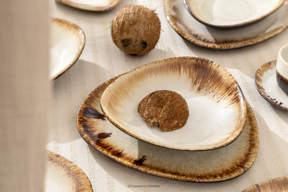 PRIMA Handglasierter tiefer Teller hellbeige hellbeige - Foto 1