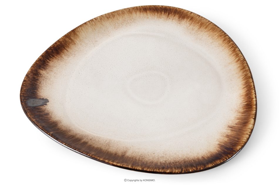 PRIMA Flacher Servierteller handglasiert hellbeige hellbeige - Foto 2