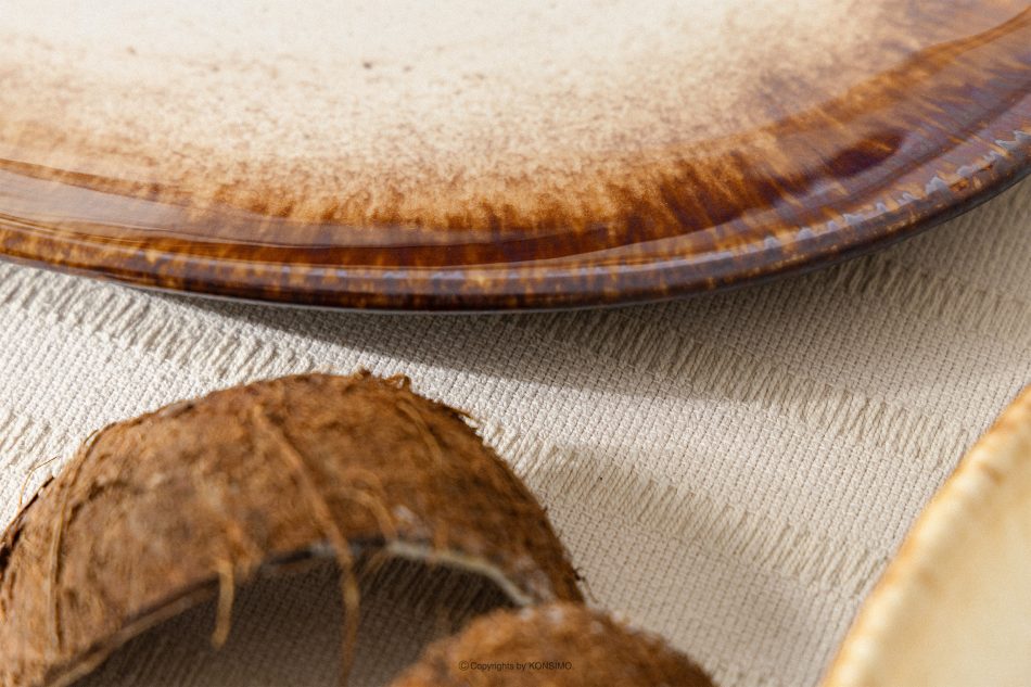 PRIMA Flacher Servierteller handglasiert hellbeige hellbeige - Foto 7