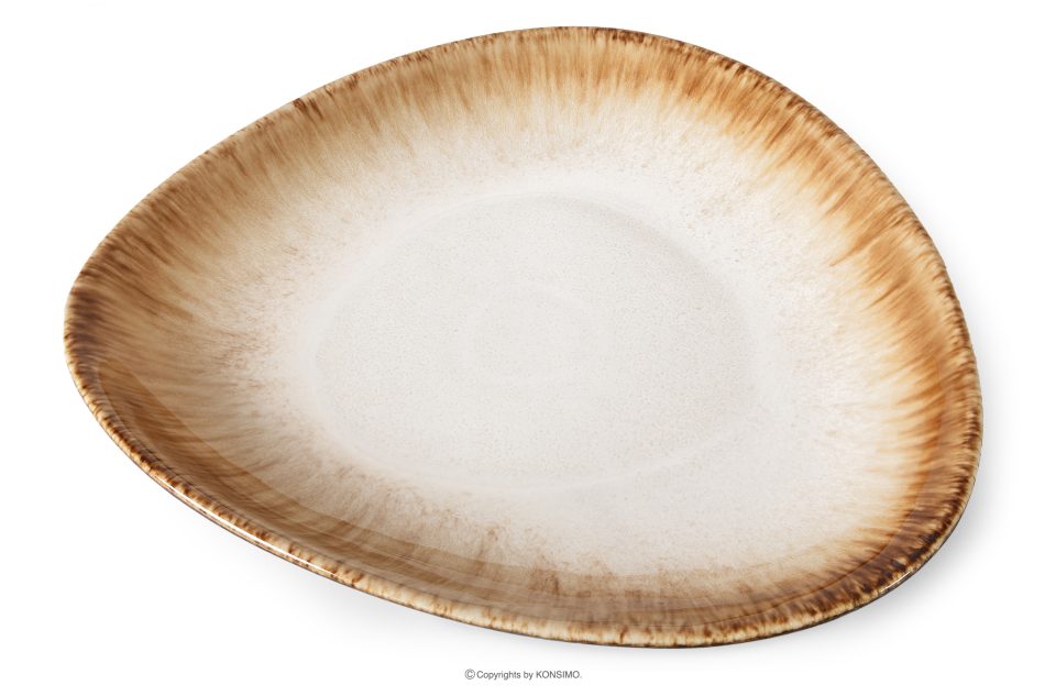 PRIMA Handglasierte tiefe Servierplatte hellbeige hellbeige - Foto 2